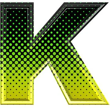 Halftone 3d upper-case letter k Stock Illustration