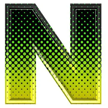 Halftone 3d upper-case letter n Illustrazione stock