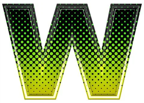 Halftone 3d upper-case letter w Stock-Illustration