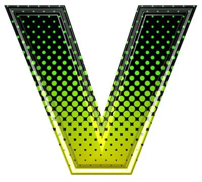 Halftone 3d upper-case letter v Stock Illustration
