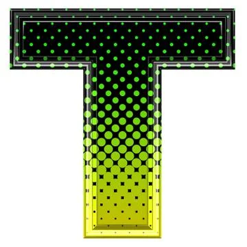 Halftone 3d upper-case letter t Stock Illustration