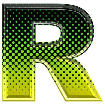 Halftone 3d upper-case letter r Stock Illustration