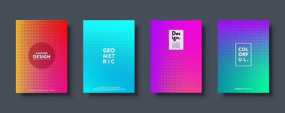 Halftone abstract background with dots. Colorful gradient design. Modern Illustrazione stock