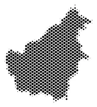 Halftone Abstract Borneo Island Map Stock Illustration