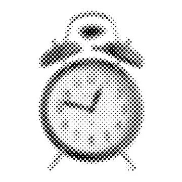 Halftone Alarm clock. Dots texture. Contemporary style Stock Illustration