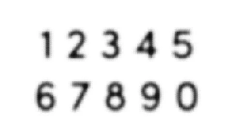 Halftone alphabet font vector dot numbers Illustrazione stock