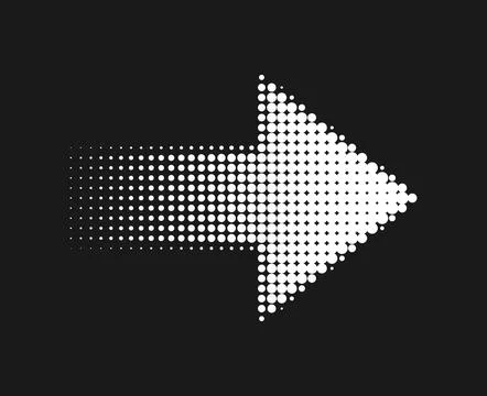 Halftone arrow pointing to the right abstract element. Stock Illustration