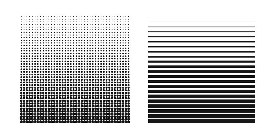 Halftone background from black dot circles of different size and black stra.. Illustrazione stock