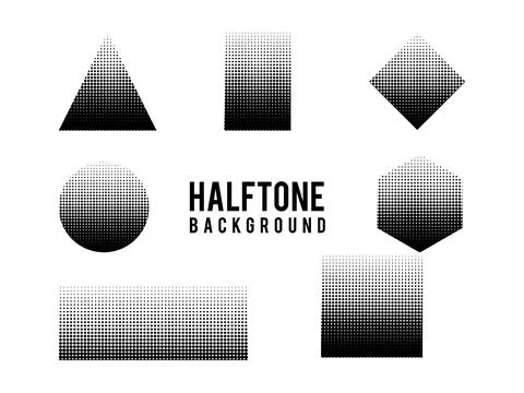 Halftone Background Vector Set with Retro Dots and Pop Art Style Stock Illustration
