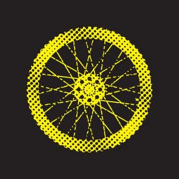 Halftone bicycle wheel Illustrazione stock