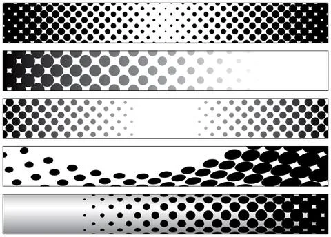 Halftone black and white web banners Illustration