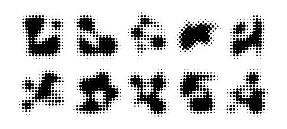 Halftone blob shapes set Illustrazione stock