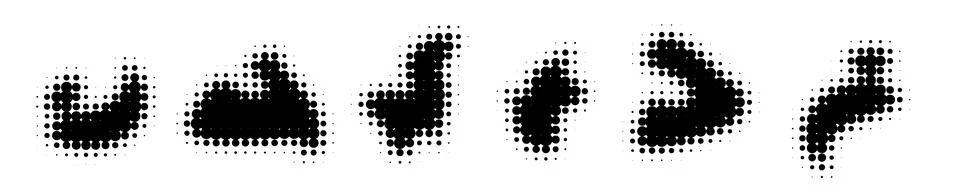 Halftone blob shapes set Stockillustratie