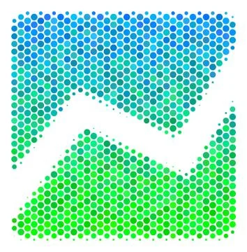 Halftone Blue-Green Analytics Chart Icon Stock Illustration