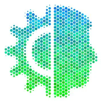 Halftone Blue-Green Android Robotics Icon 스톡 일러스트