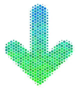 Halftone Blue-Green Arrow Down Icon Stock Illustration
