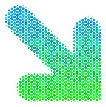 Halftone Blue-Green Arrow Down Right Icon Stock Illustration