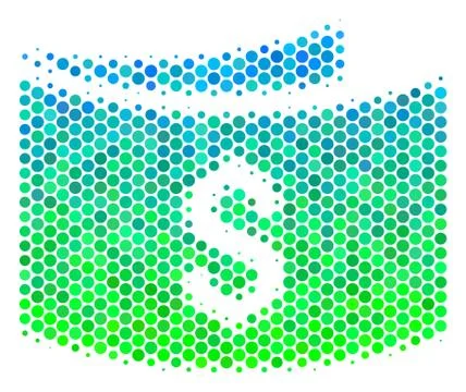 Halftone Blue-Green Banknotes Icon Illustrazione stock