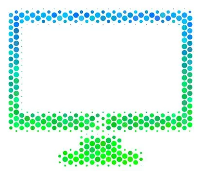 Halftone Blue-Green Computer Display Icon Stock Illustration