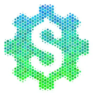 Halftone Blue-Green Development Cost Icon Stock Illustration