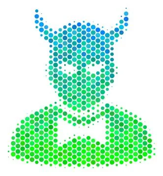 Halftone Blue-Green Devil Icon 库存插图