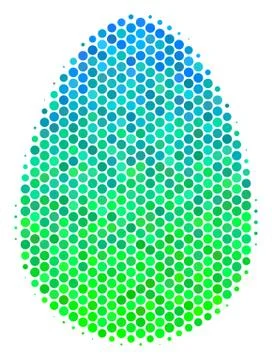 Halftone Blue-Green Egg Icon 스톡 일러스트
