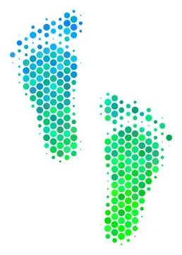 Halftone Blue-Green Human Steps Icon Stock Illustration