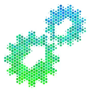 Halftone Blue-Green Integration Icon Stock Illustration