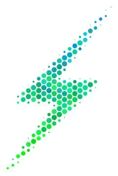 Halftone Blue-Green Lightning Icon イラスト素材