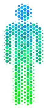 Halftone Blue-Green Man User Icon Stock Illustration