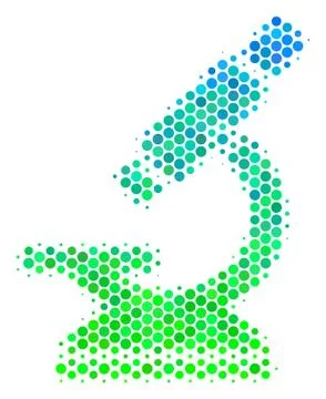 Halftone Blue-Green Microscope Icon Stock Illustration
