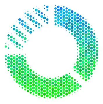 Halftone Blue-Green Pie Chart Icon Stock Illustration