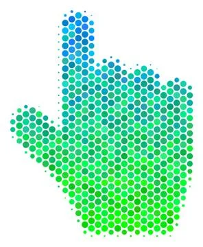 Halftone Blue-Green Pointer Finger Icon 스톡 일러스트