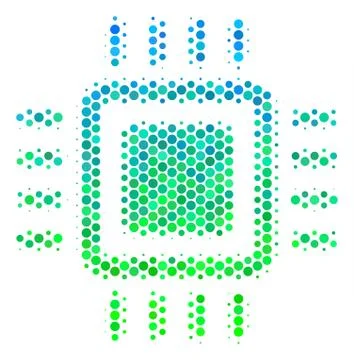 Halftone Blue-Green Processor Icon Stock Illustration