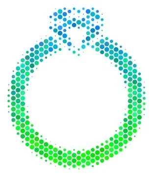 Halftone Blue-Green Ruby Ring Icon 库存插图