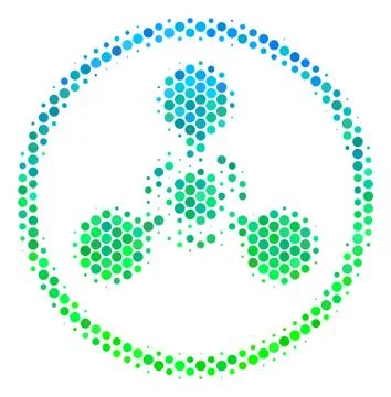 Halftone Blue-Green WMD Nerve Agent Chemical Warfare Icon Stock Illustration