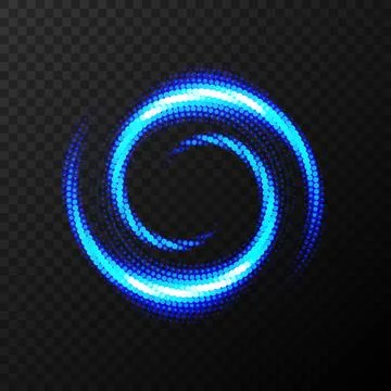 Halftone Blue Spiral Light on Dark Transparent Pattern, PNG Ready, Vector I.. Illustrazione stock