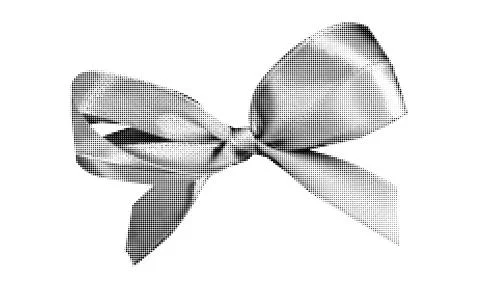 Halftone bow ribbon with dotted texture. Monochrome cutout element. Trendy .. 스톡 일러스트
