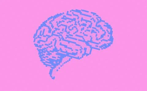 Halftone Brain Icon Logo Design Element Illustration Stock Illustration