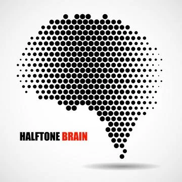 Halftone brain isolated on white background. Vector illustration Stock Illustration