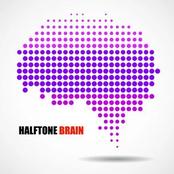 Halftone brain isolated on white background. Vector illustration Stock Illustration