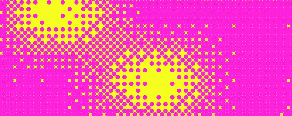 Halftone bright background. Noise gradient fuchsia and yellow colors design Illustrazione stock
