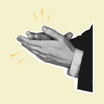 Halftone Business Hands Clapping Bravo Illustration Blue Stock Illustration