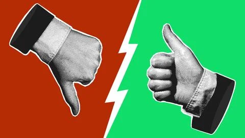 Halftone Business Thumbs Up Down Red Green Split Illustration 库存插图