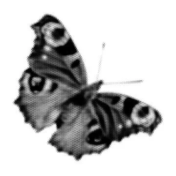 Halftone butterfly. Collage design element in trendy magazine style. Vector 스톡 일러스트