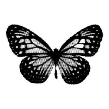 Halftone butterfly. Collage design element in trendy magazine style. Vector i Stockillustratie