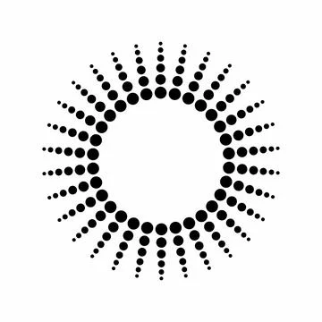 Halftone circle element with small to big black dots lines vector art Stock Illustration