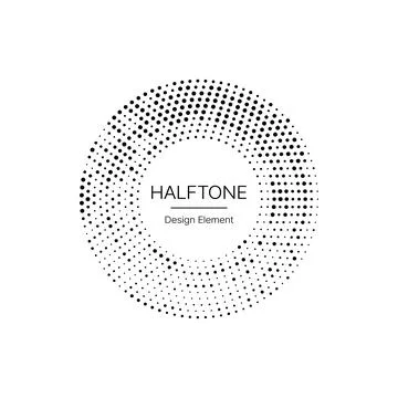 Halftone circle frame, black dots pattern border Stock Illustration