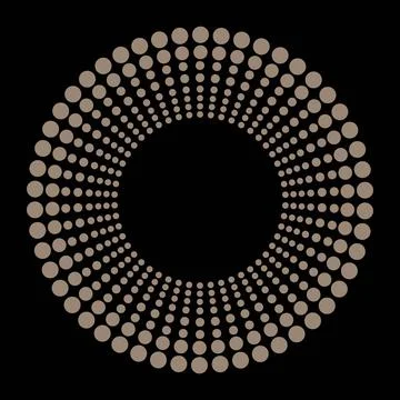 Halftone circle gold dots vector pattern.  Illustrazione stock