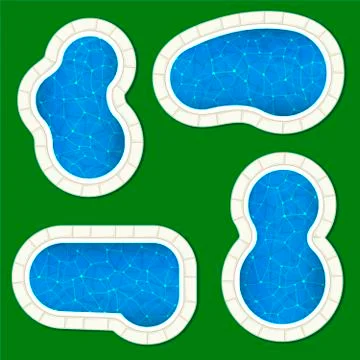 Halftone circle made bFour swimming pool icons in realistic style, with textures Stock Illustration